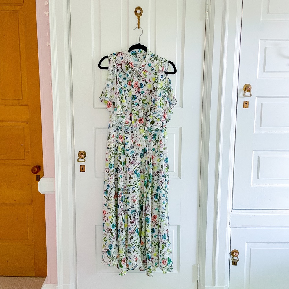 Floral print silk maxi dress
